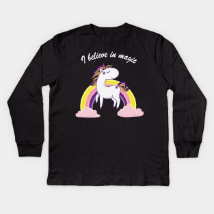 Awesome Believe In Magic Unicorn Shirt & Dress Kids Long Sleeve T-Shirt